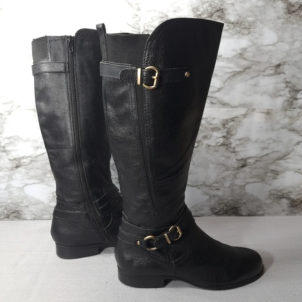 Naturalizer‎ Juletta Women's Leather Boots Black Size 9.5 M Pebbled